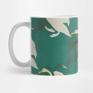 Swans on Vintage Pine Green Mug
